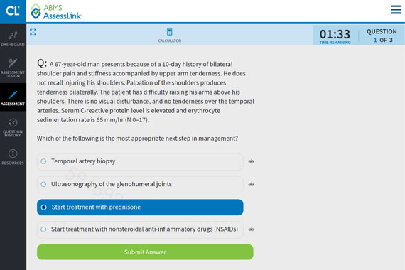 Screenshot of question delivery